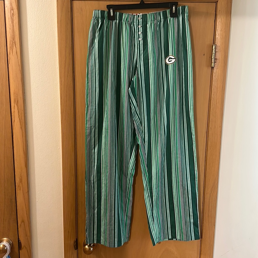 Green Bay Packers Reebok NFL Striped Pajama Lounge Pants New Green Size Large